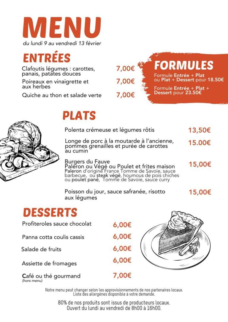 Menu Fauve Norroy du 9 au 13 février 2026