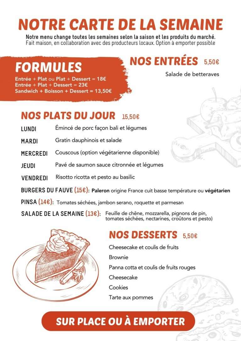 Menu du restaurant P'tit Fauve Nancy du 18 au 22 mai 2026