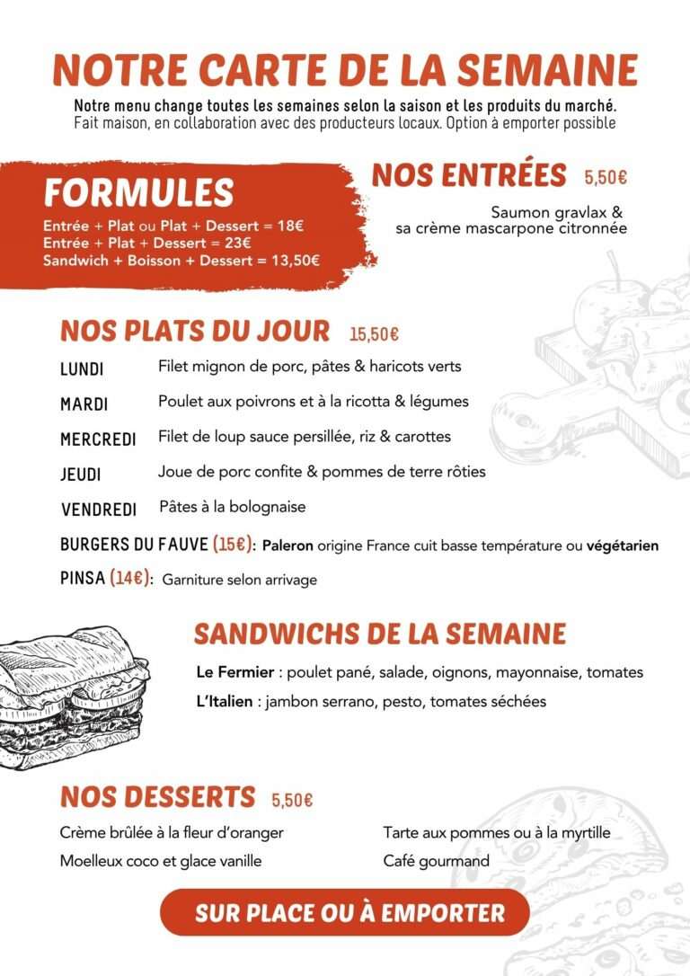 Menu du 1ᵉ au 5 juin au restaurant P'tit Fauve à Nancy